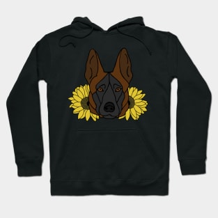 Red Fawn Shepherd/Malinois with Sunflowers Hoodie